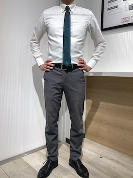 「アイテム（ビジネスシャツ）」を使った、TOKYO SHIRTS OUTLET 福岡マリノアシティ店さん（メンズ・172cm）の秋コーディネート