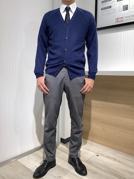 「アイテム（ビジネスシャツ）」を使った、TOKYO SHIRTS OUTLET 福岡マリノアシティ店さん（メンズ・172cm）の秋コーディネート