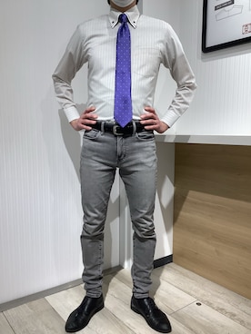 「アイテム（ビジネスシャツ）」を使った、TOKYO SHIRTS OUTLET 福岡マリノアシティ店さん（メンズ・172cm）の冬コーディネート