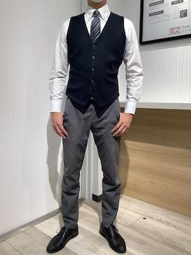 「ニットコーデ」｜TOKYO SHIRTS OUTLET 福岡マリノアシティ店さん（メンズ・172cm）の秋コーディネート