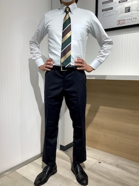 「アイテム（ビジネスシャツ）」を使った、TOKYO SHIRTS OUTLET 福岡マリノアシティ店さん（メンズ・172cm）の秋コーディネート