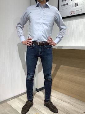 「アイテム（ビジネスシャツ）」を使った、TOKYO SHIRTS OUTLET 福岡マリノアシティ店さん（メンズ・172cm）の春コーディネート