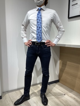 「アイテム（ビジネスシャツ）」を使った、TOKYO SHIRTS OUTLET 福岡マリノアシティ店さん（メンズ・172cm）の春コーディネート