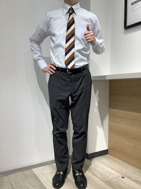 「アイテム（ビジネスシャツ）」を使った、TOKYO SHIRTS OUTLET 福岡マリノアシティ店さん（メンズ・173cm）の冬コーディネート