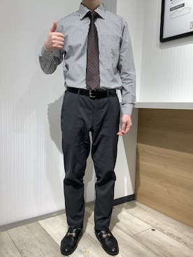 「アイテム（ビジネスシャツ）」を使った、TOKYO SHIRTS OUTLET 福岡マリノアシティ店さん（メンズ・173cm）の冬コーディネート