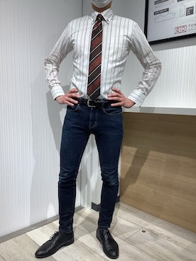 「ブラウンコーデ」｜「アイテム（フォーマルスーツ/小物）」を使った、TOKYO SHIRTS OUTLET 福岡マリノアシティ店さん（メンズ・172cm）の春コーディネート