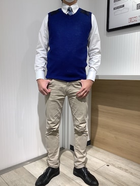 「アイテム（ビジネスシャツ）」を使った、TOKYO SHIRTS OUTLET 福岡マリノアシティ店さん（メンズ・172cm）の冬コーディネート