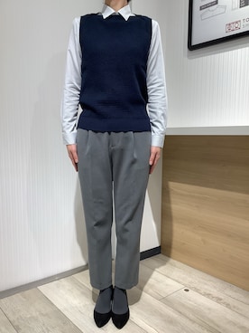 「アイテム（ビジネスシャツ）」を使った、TOKYO SHIRTS OUTLET 福岡マリノアシティ店さん（レディース・164cm）の冬コーディネート