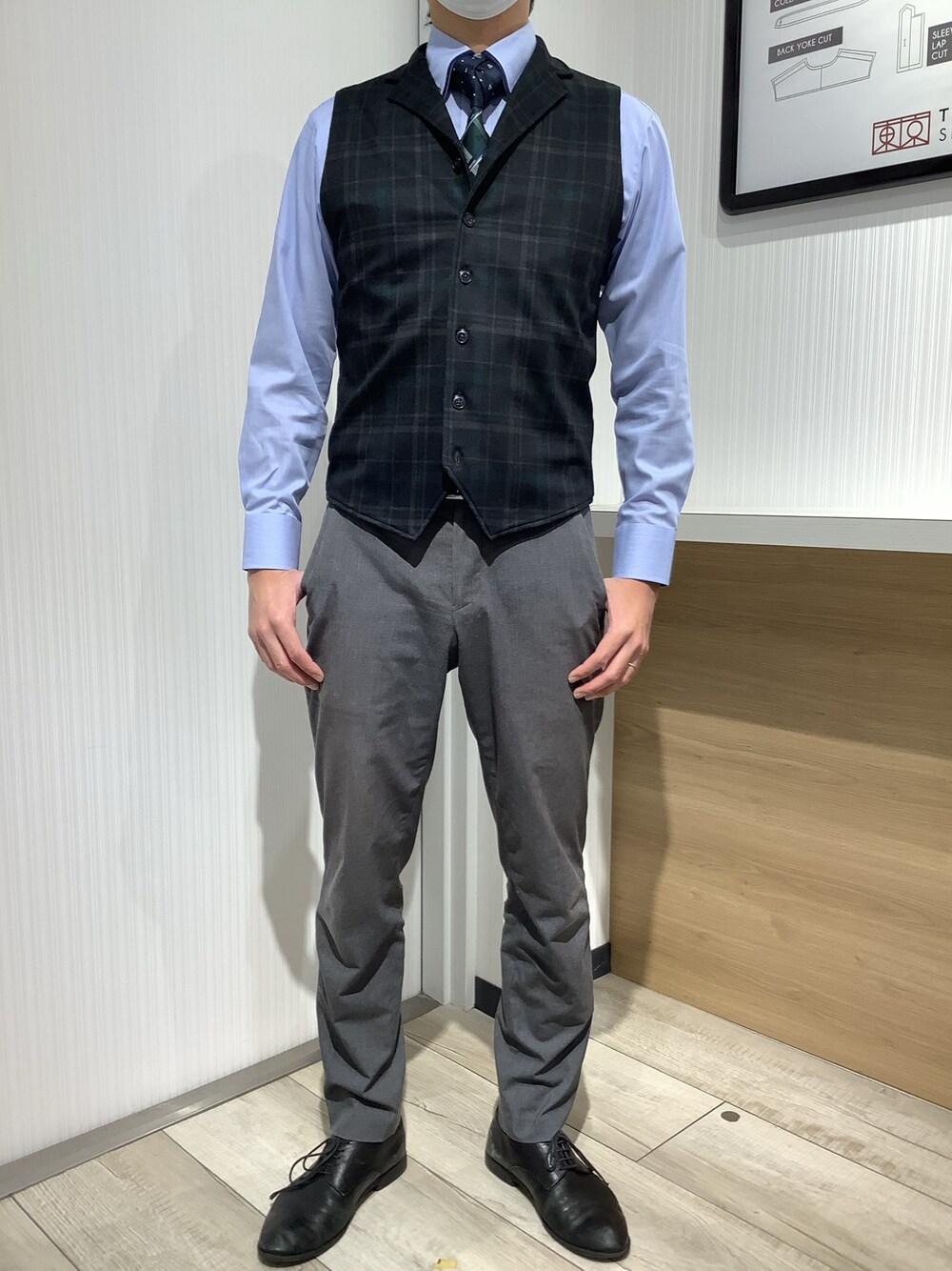 ネクタイシャツ ベスト コーデ ブラウン グリーン チェック長袖 シャツ 古着 ネクタイシャツ ベスト コーデ ブラウン グリーン チェック長袖