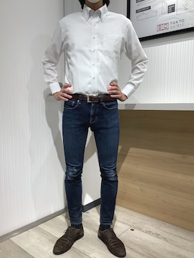 「アイテム（ビジネスシャツ）」を使った、TOKYO SHIRTS OUTLET 福岡マリノアシティ店さん（メンズ・172cm）の春コーディネート