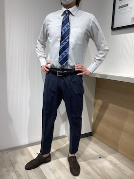「アイテム（スーツパンツ）」を使った、TOKYO SHIRTS OUTLET 福岡マリノアシティ店さん（メンズ・172cm）の春コーディネート