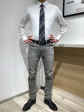 「アイテム（ビジネスシャツ）」を使った、TOKYO SHIRTS OUTLET 福岡マリノアシティ店さん（メンズ・172cm）の春コーディネート