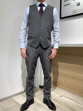 「アイテム（ビジネスシャツ）」を使った、TOKYO SHIRTS OUTLET 福岡マリノアシティ店さん（メンズ・172cm）の冬コーディネート