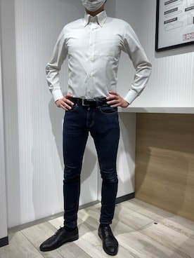 「アイテム（ビジネスシャツ）」を使った、TOKYO SHIRTS OUTLET 福岡マリノアシティ店さん（メンズ・172cm）の春コーディネート