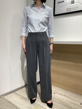 「アイテム（ビジネスシャツ）」を使った、TOKYO SHIRTS OUTLET 福岡マリノアシティ店さん（レディース・164cm）の春コーディネート