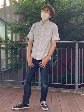 「Pitta Re:)（ピッタリ）のアイテム（シャツ/ブラウス）」を使った、TOKYO SHIRTS OUTLET 福岡マリノアシティ店さん（メンズ・172cm）の夏コーディネート