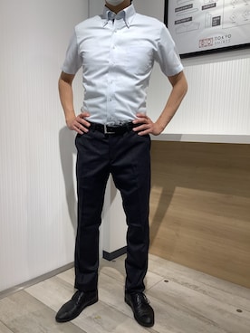 「アイテム（ビジネスシャツ）」を使った、TOKYO SHIRTS OUTLET 福岡マリノアシティ店さん（メンズ・172cm）の夏コーディネート