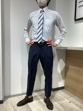 「アイテム（ビジネスシャツ）」を使った、TOKYO SHIRTS OUTLET 福岡マリノアシティ店さん（メンズ・172cm）の冬コーディネート