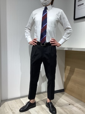 「アイテム（ビジネスシャツ）」を使った、TOKYO SHIRTS OUTLET 福岡マリノアシティ店さん（メンズ・172cm）の冬コーディネート