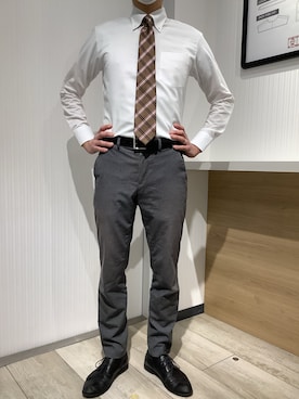「アイテム（ビジネスシャツ）」を使った、TOKYO SHIRTS OUTLET 福岡マリノアシティ店さん（メンズ・172cm）の冬コーディネート