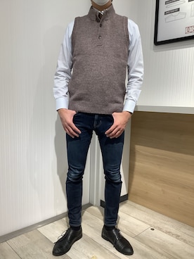 「アイテム（ビジネスシャツ）」を使った、TOKYO SHIRTS OUTLET 福岡マリノアシティ店さん（メンズ・172cm）の冬コーディネート