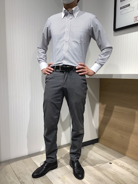 「アイテム（ビジネスシャツ）」を使った、TOKYO SHIRTS OUTLET 福岡マリノアシティ店さん（メンズ・172cm）の春コーディネート