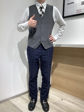 「アイテム（ビジネスシャツ）」を使った、TOKYO SHIRTS OUTLET 福岡マリノアシティ店さん（メンズ・173cm）の秋コーディネート
