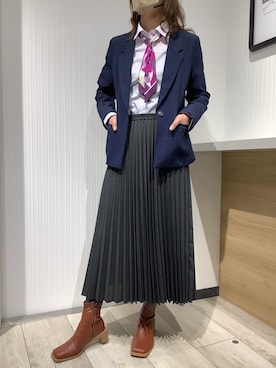「TOKYO SHIRTS（トウキョウシャツ）のシングル テーラード長袖ジャケット（テーラードジャケット）」を使った、TOKYO SHIRTS OUTLET 福岡マリノアシティ店さん（レディース・164cm）の冬コーディネート