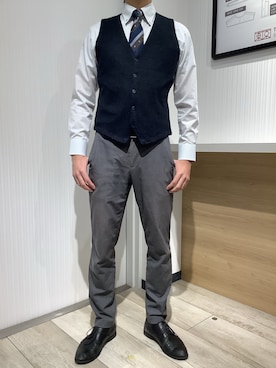 「新星WEARISTAにエントリー」｜「アイテム（フォーマルスーツ/小物）」を使った、TOKYO SHIRTS OUTLET 福岡マリノアシティ店さん（メンズ・172cm）の冬コーディネート