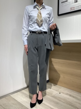 「TOKYO SHIRTS（トウキョウシャツ）のアイテム（ベルト）」を使った、TOKYO SHIRTS OUTLET 福岡マリノアシティ店さん（レディース・164cm）の秋コーディネート