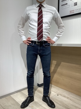 「アイテム（ビジネスシャツ）」を使った、TOKYO SHIRTS OUTLET 福岡マリノアシティ店さん（メンズ・172cm）の冬コーディネート