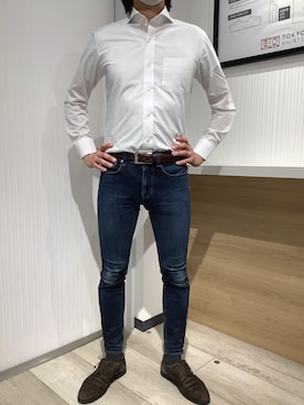 「アイテム（ビジネスシャツ）」を使った、TOKYO SHIRTS OUTLET 福岡マリノアシティ店さん（メンズ・172cm）の春コーディネート