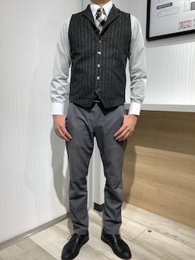 「ネクタイピン」｜TOKYO SHIRTS OUTLET 福岡マリノアシティ店さん（メンズ・172cm）の秋コーディネート