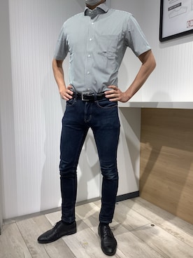「アイテム（ビジネスシャツ、グリーン系）」を使った、TOKYO SHIRTS OUTLET 福岡マリノアシティ店さん（メンズ・172cm）の夏コーディネート