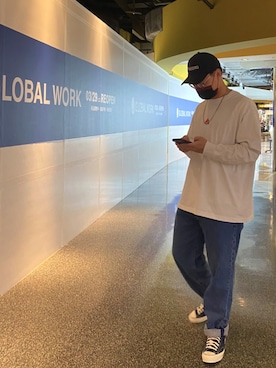 「Kappa（カッパ）のアイテム（帽子）」を使った、kaikaiさん（メンズ・175cm）の春コーディネート