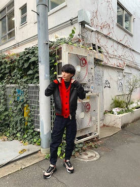「原宿」｜「アイテム（ブルゾン）」を使った、axharajukuさん（メンズ・172cm）の冬コーディネート