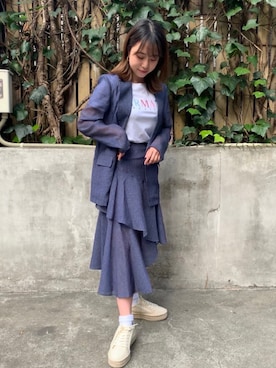 「ARMANI EXCHANGE（アルマーニエクスチェンジ）のアイテム（スカート）」を使った、axharajukuさん（メンズ・170cm）の春コーディネート