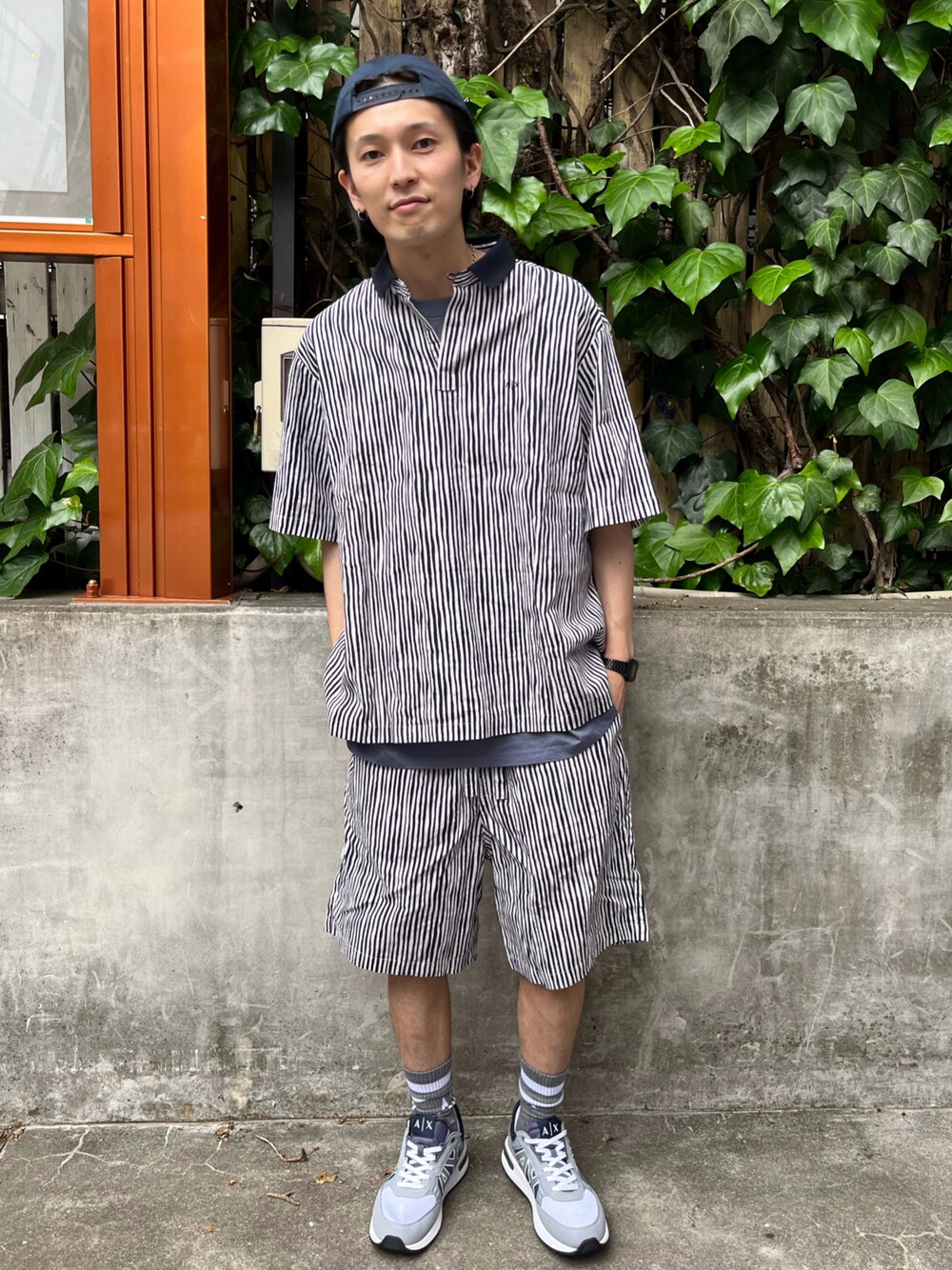 ARMANI EXCHANGE✨ フローラルプリント シャツ ストライプパープル ARMANI EXCHANGE✨ フローラルプリント シャツ ストライプパープル
