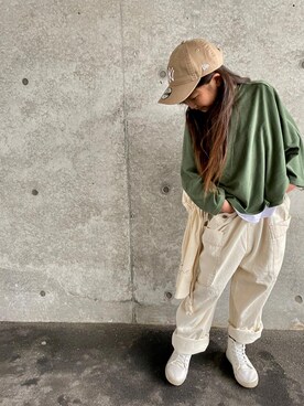 「ごきげんウィーク」｜「アイテム（オールインワン・サロペット）」を使った、𝚛𝚢𝚞☺︎𝚗𝚊𝚗𝚘さん（キッズ・126cm）の春コーディネート