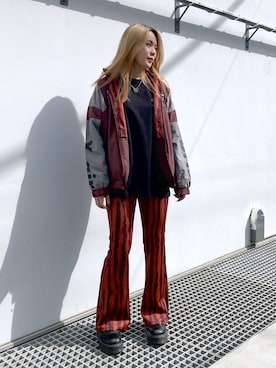 「コラボ」｜「アイテム（ブルゾン）」を使った、REIMIさん（レディース・162cm）の秋コーディネート