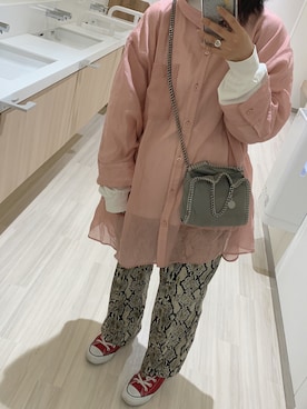 「CONVERSE（コンバース）のアイテム（スニーカー、レッド系）」を使った、n o ë lさん（レディース・148cm）の秋コーディネート