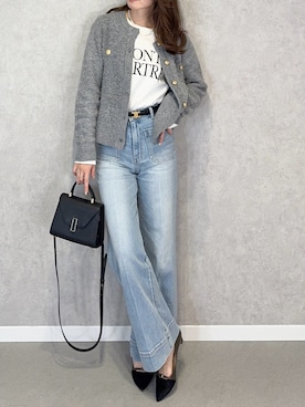 「アイテム（ノーカラージャケット）」を使った、yukoooooo0620さん（レディース・161cm）の秋コーディネート