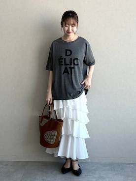 「mysty woman（ミスティウーマン）のカーブネックカフ 595936（ネックレス、シルバー系）」を使った、ひ　な　たさん（レディース・160cm）の春コーディネート