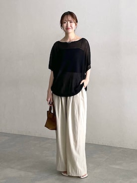 「mysty woman（ミスティウーマン）のグレインパーツネックレス 672049（ネックレス、シルバー系）」を使った、ひ　な　たさん（レディース・160cm）の夏コーディネート