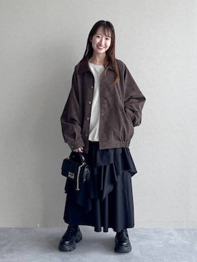 「PBLIM（ページボーイリム）の《UNISEX》ソフトスウェードブルゾン（ブルゾン）」を使った、ひ　な　たさん（レディース・160cm）の秋コーディネート