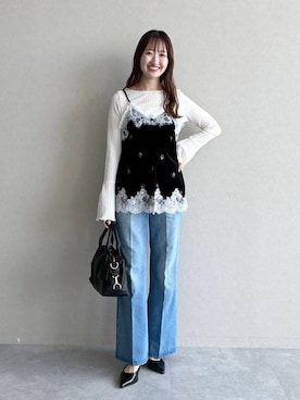 「mysty woman（ミスティウーマン）のアイテム（Tシャツ/カットソー）」を使った、ひ　な　たさん（レディース・160cm）の秋コーディネート