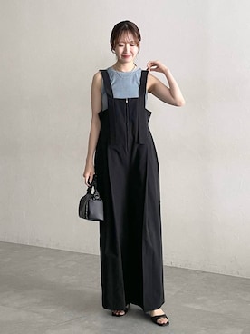 「mysty woman（ミスティウーマン）のカーブネックカフ 595936（ネックレス、シルバー系）」を使った、ひ　な　たさん（レディース・160cm）の夏コーディネート