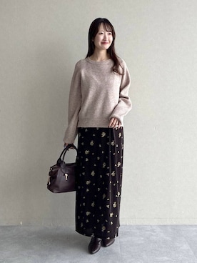 「mysty woman（ミスティウーマン）のベロア刺繍キャミワンピース 1052517（ワンピース、ブラウン系）」を使った、ひ　な　たさん（レディース・160cm）の秋コーディネート