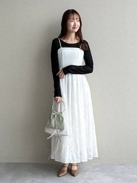 「mysty woman（ミスティウーマン）のカーブネックカフ 595936（ネックレス、シルバー系）」を使った、ひ　な　たさん（レディース・160cm）の春コーディネート