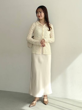 「mysty woman（ミスティウーマン）のカーブネックカフ 595936（ネックレス、シルバー系）」を使った、ひ　な　たさん（レディース・160cm）の春コーディネート